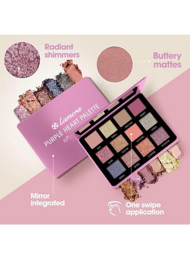 Nude Pink Eyeshadow Palette 12 Rose Highly Pigmented Shimmer & Matte Shades Travel Size Makeup Palette With Mirror