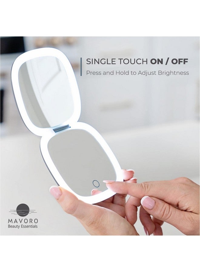 Led Lighted Travel Makeup Mirror Rechargeable 1X/10X Magnification Daylight Led Pocket Or Purse Mirror Small Travel Mirror. Folding Portable Mirror Touch Sensor Usb (Graphite Grey)
