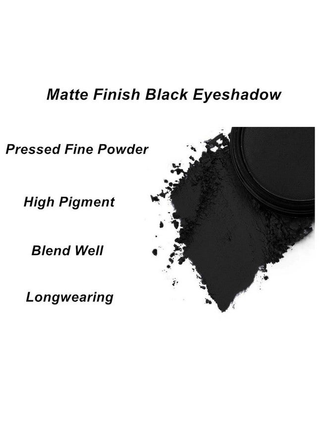 Matte Black Single Eyeshadow Palette Pressed Powder Eye Shadow Smooth Eye Black Powder Makeup High Pigment Long Lasting Vegan & Cruelty Free 202 Black