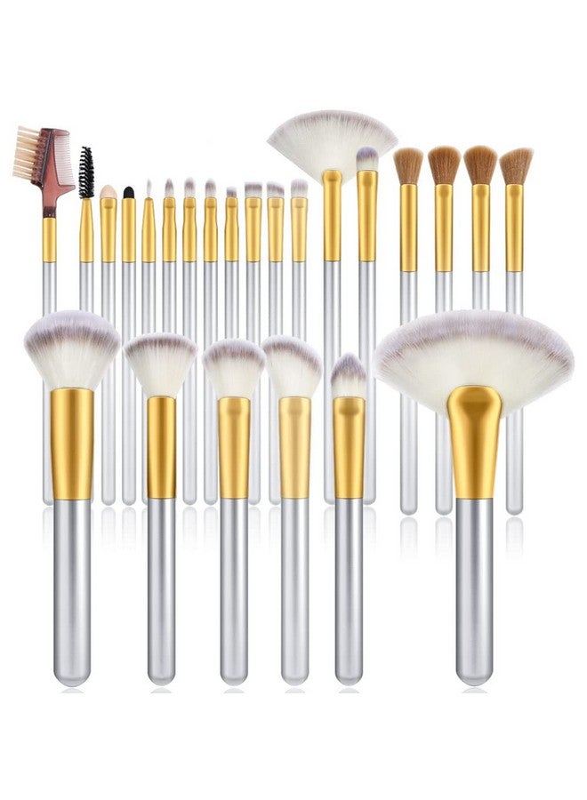 Make Up Brushes Vander 24Pcs Premium Cosmetic Makeup Brush Set For Foundation Blending Blush Concealer Eye Shadow Crueltyfree Synthetic Fiber Bristles Champagne（Cosmetic Bag Not Included）