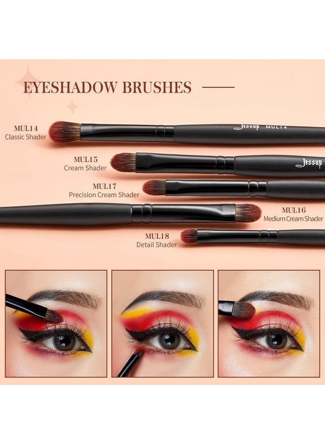 Eye Brushes Set Vegan Makeup Brushes With Concealer Powder Eyeshadow Blending Eyeliner Spoolie Brush 16Pcs Premium Synthetic Black Cosmetic Brush T272