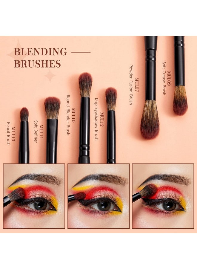 Eye Brushes Set Vegan Makeup Brushes With Concealer Powder Eyeshadow Blending Eyeliner Spoolie Brush 16Pcs Premium Synthetic Black Cosmetic Brush T272