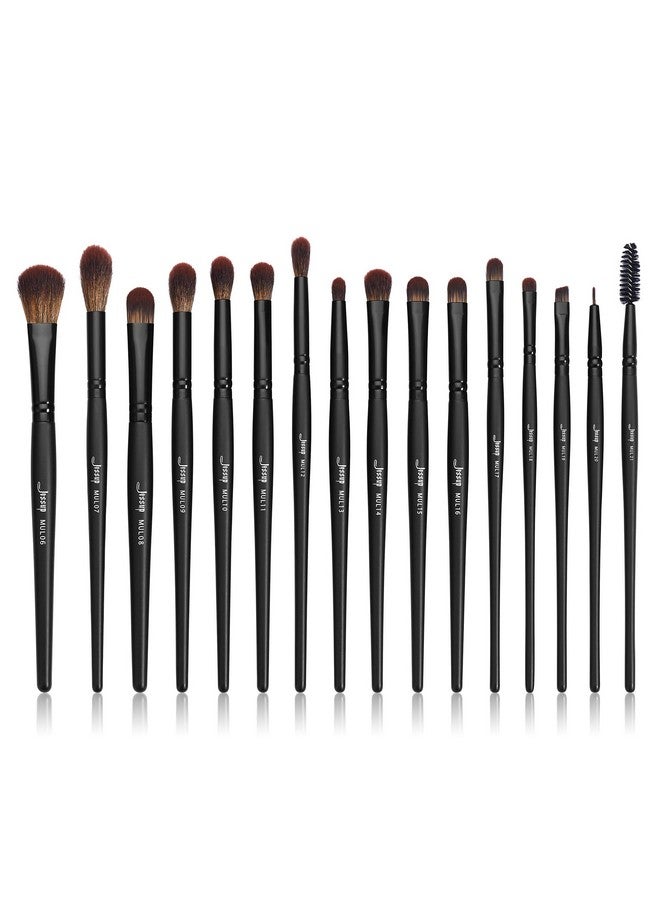 Eye Brushes Set Vegan Makeup Brushes With Concealer Powder Eyeshadow Blending Eyeliner Spoolie Brush 16Pcs Premium Synthetic Black Cosmetic Brush T272