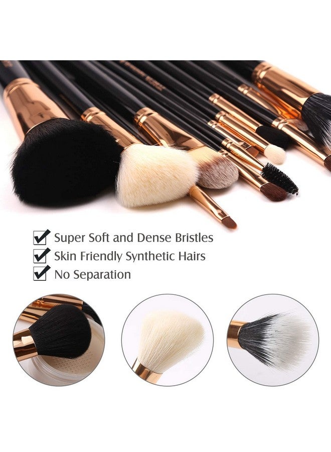 Premium Travel Makeup Brush Set 12 Pieces Essential Cosmetic Tools Synthetic Hair Foundation Powder Eye Cosmetic Brushes With Black Holder