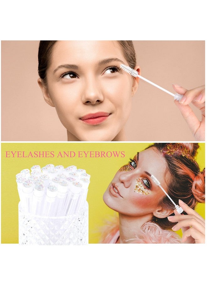 20Pcs Eyelash Brush Lash Wand Makeup Tool Eyelash Extension Supplies Cleaning Brush Diamond Mascara Star White