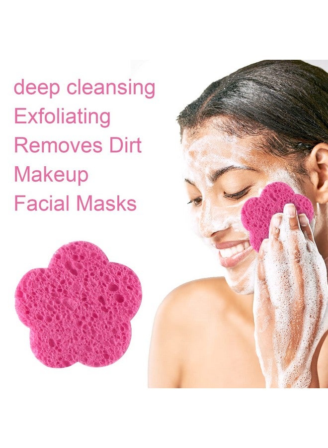 50Count Facial Sponges Compressed Facial Sponges Natural Facial Cleansing Sponges Pads Cute Flower Shape Exfoliating Sponges For Cleansing Reusablebest Makeup Gift Pink