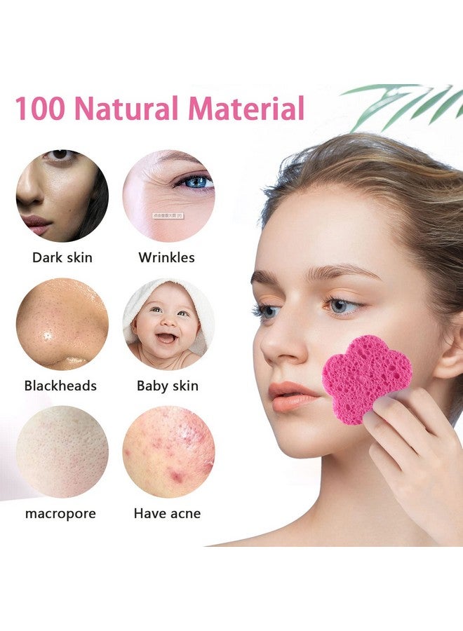 50Count Facial Sponges Compressed Facial Sponges Natural Facial Cleansing Sponges Pads Cute Flower Shape Exfoliating Sponges For Cleansing Reusablebest Makeup Gift Pink