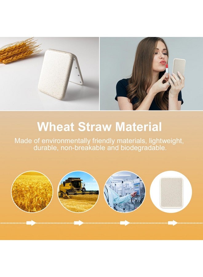 Wheat Straw Compact Mirror 1X/3X Magnification Lighted Folding Portable Ecofriendly Great Gift