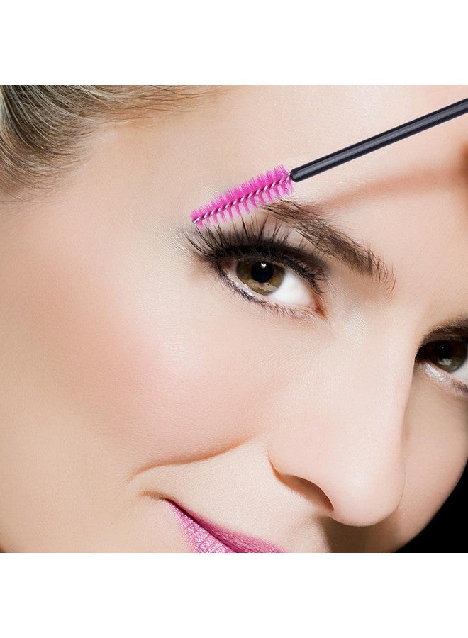 100 Pieces Disposable Spoolies Brush Eyelash Mascara Brushes Lash Wands Applicator Eyebrow Brush For Lash Extension Pink