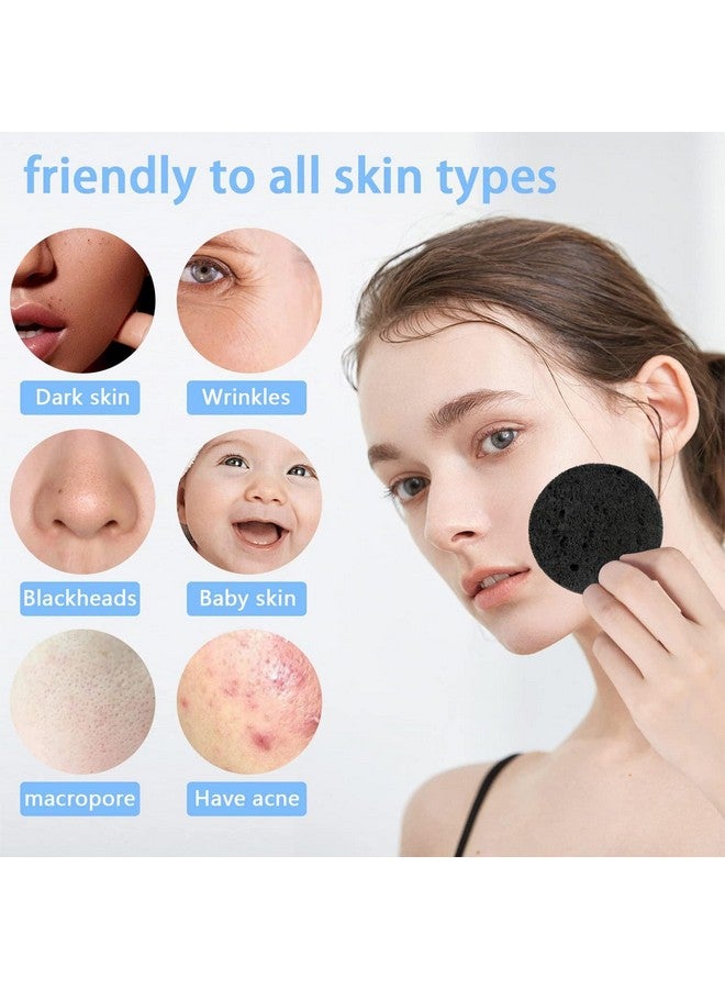 50Count Facial Sponges Compressed Natural Cellulose Sponge Round Shape Face Sponge For Face Cleansing Exfoliating And Makeup Removal Black