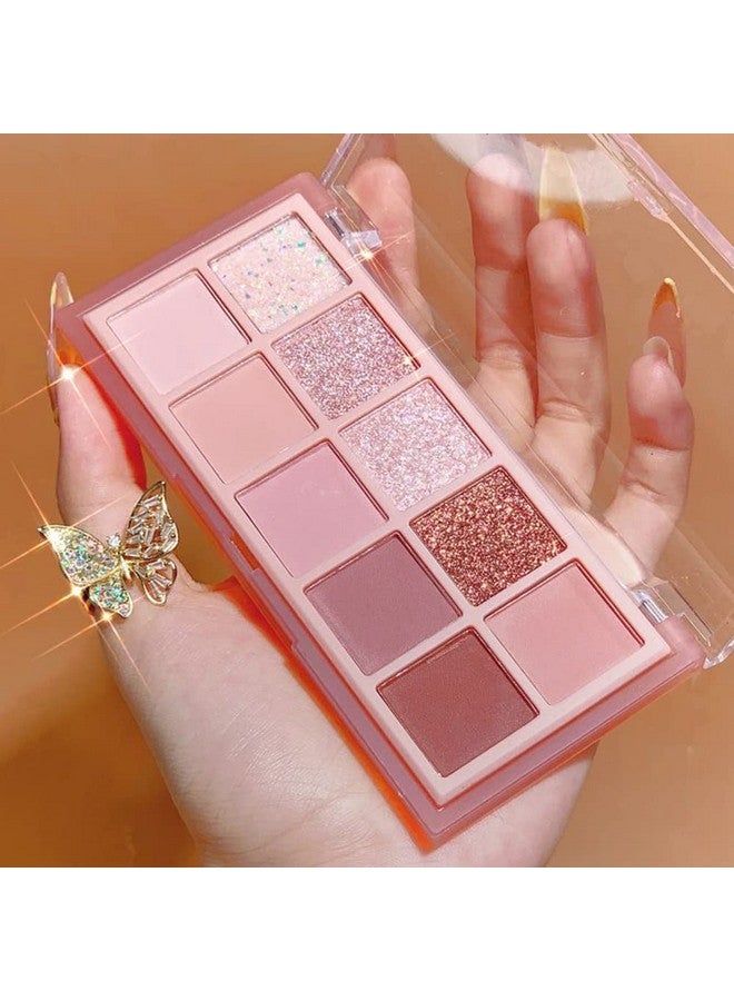 10 Colors Eyeshadow Palette Makeup Matte Shimmer Glitter Eye Shadow Korean Makeup Ultrablendable High Pigmented Naturallooking Pink Brown Eye Make Up Pallet With Brush Rose Pink