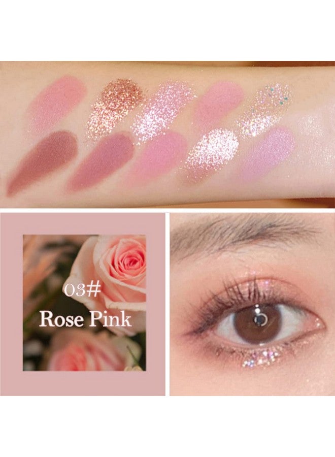 10 Colors Eyeshadow Palette Makeup Matte Shimmer Glitter Eye Shadow Korean Makeup Ultrablendable High Pigmented Naturallooking Pink Brown Eye Make Up Pallet With Brush Rose Pink