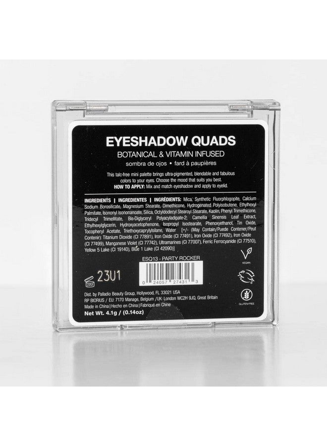 Eyeshadow Quads Velvety Pigmented Blendable Matte Metallic & Shimmer Finishes Creamy Formula Four Way Quad Eye Shadow Palette Talcfree (Party Rocker)