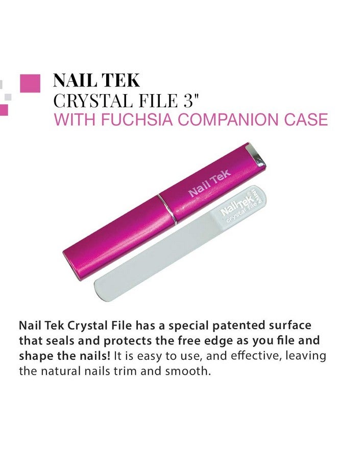 Crystal File Doublesided With Fuchsia Companion Case Mini File 3 Professional Fingernail File For Manicure Pedicure Keep Nails Trim And Smooth No More Nail Jagged Edges