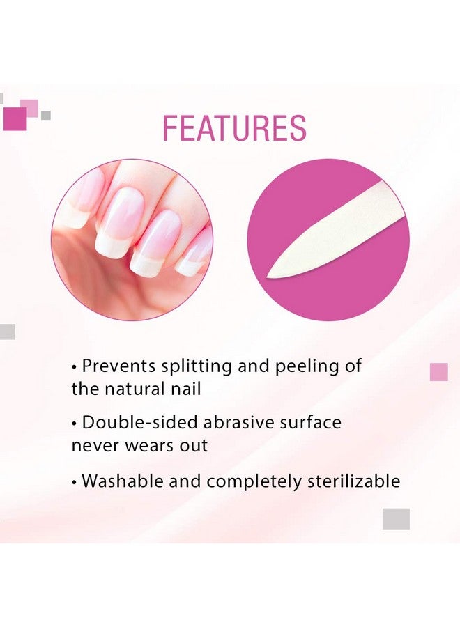 Crystal File Doublesided With Fuchsia Companion Case Mini File 3 Professional Fingernail File For Manicure Pedicure Keep Nails Trim And Smooth No More Nail Jagged Edges