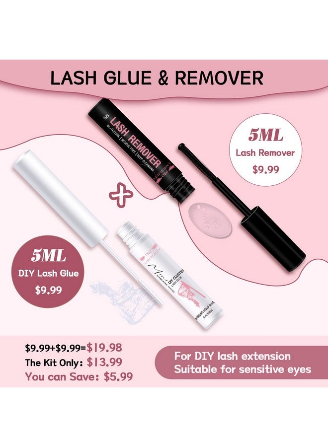 Lash Bond And Lash Remover Kit For Lash Clusters Cluster Lash Glue Eyelash Remover Diy Lash Extension Glue Strong Hold 48 Hours Oil Remover Fast Remove Residue(Clear Bond+Remover)