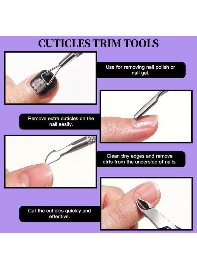 Manicure And Pedicure Tools Kit Nail Files 100/180 Nail Buffer Block Nail Cuticle Nippers Cuticle Pusher Cuticle Peeler Nail Lifter For Ingrown Toenails Toenail File Nail Brush