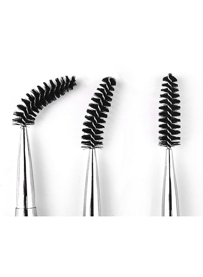 2Pcs Mascara Brushes Eyebrow Eyelash Brushes Mascara Wands Applicators Eye Brushes Portable Cosmetic Brushes With Cap For Travel Silver