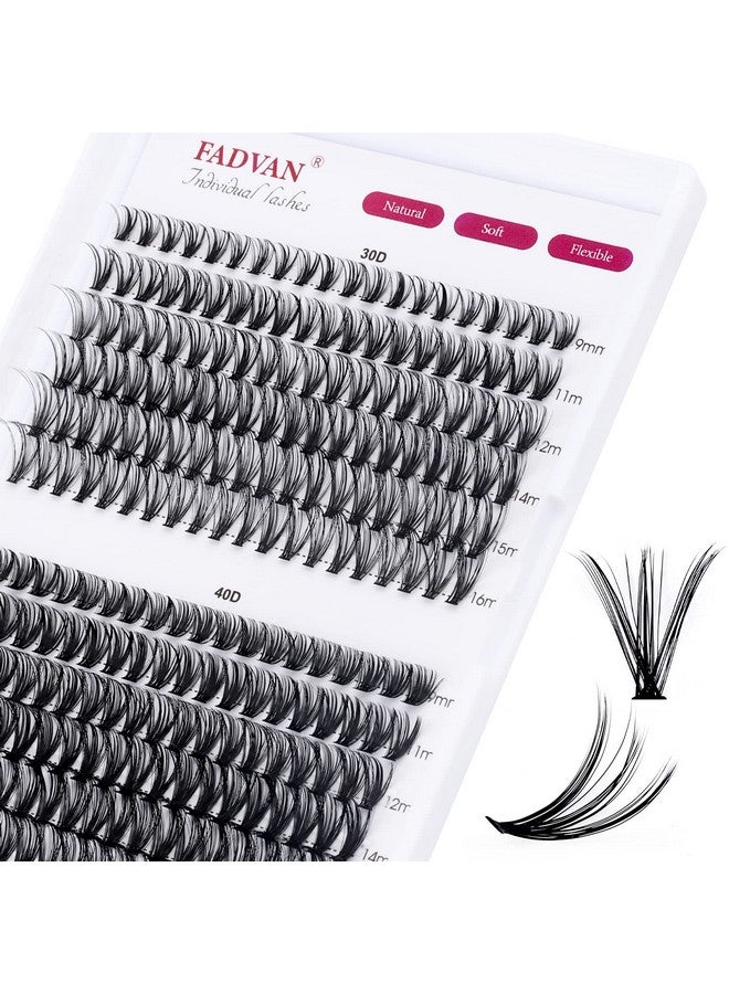 Individual Lashes 240Pcs Diy Eyelash Extension 30D+40D C Curl Mixed 916Mm Cluster Lashes Natural Wispy Reusable Mink Lash Cluster At Home By Fadvan (30D+40D0.07C 916Mm)