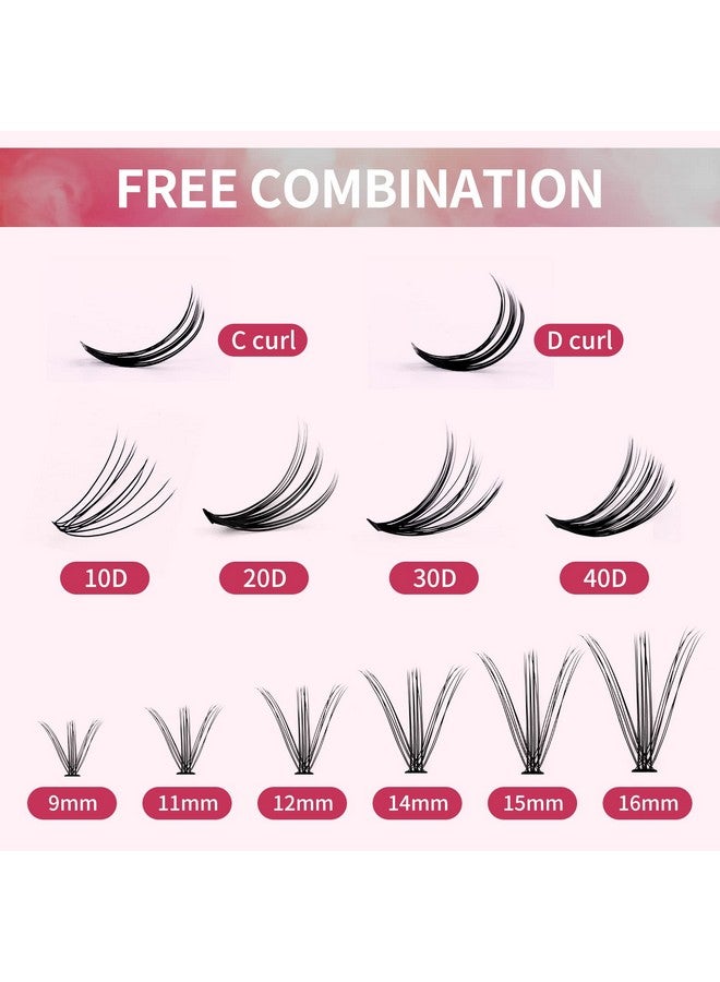 Individual Lashes 240Pcs Diy Eyelash Extension 30D+40D C Curl Mixed 916Mm Cluster Lashes Natural Wispy Reusable Mink Lash Cluster At Home By Fadvan (30D+40D0.07C 916Mm)