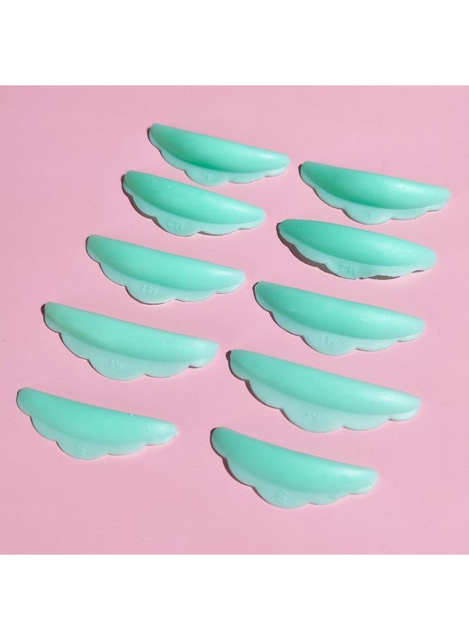 Lash Lift Rods Lash Lift Pads Green Reusable Eyelash Perming Curler Shield Pads 5 Size 10 Pcs With Premium Pu Storage Case For Perfect Lash Lifting