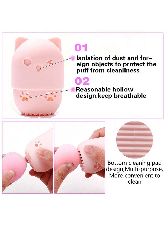 Makeup Sponge Holder Beauty Sponge Holder + Makeup Blender Travel Case Beauty Sponge Blender Drying Stand & Storage Containers Pink + Gold