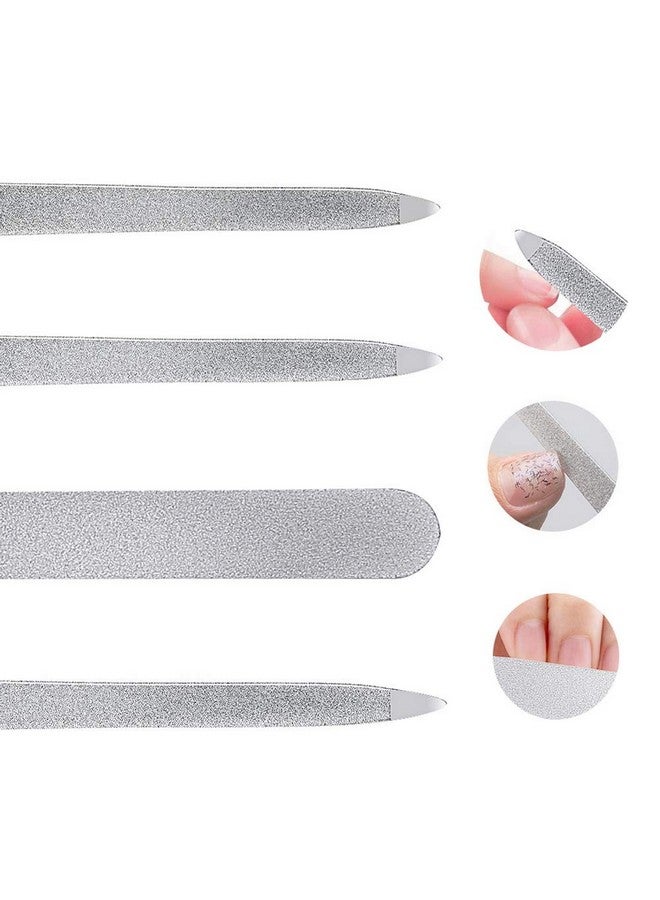 4 Pcs Metal Nail File Diamond Nail Files Stainless Steel Nail File Kit Double Side Fingernail Toenail Files For Salon Home Travel Use(5.9Inch)