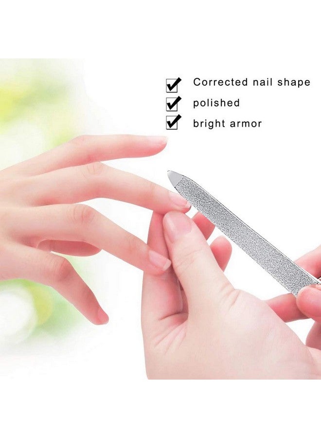 4 Pcs Metal Nail File Diamond Nail Files Stainless Steel Nail File Kit Double Side Fingernail Toenail Files For Salon Home Travel Use(5.9Inch)