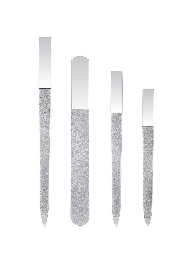 4 Pcs Metal Nail File Diamond Nail Files Stainless Steel Nail File Kit Double Side Fingernail Toenail Files For Salon Home Travel Use(5.9Inch)