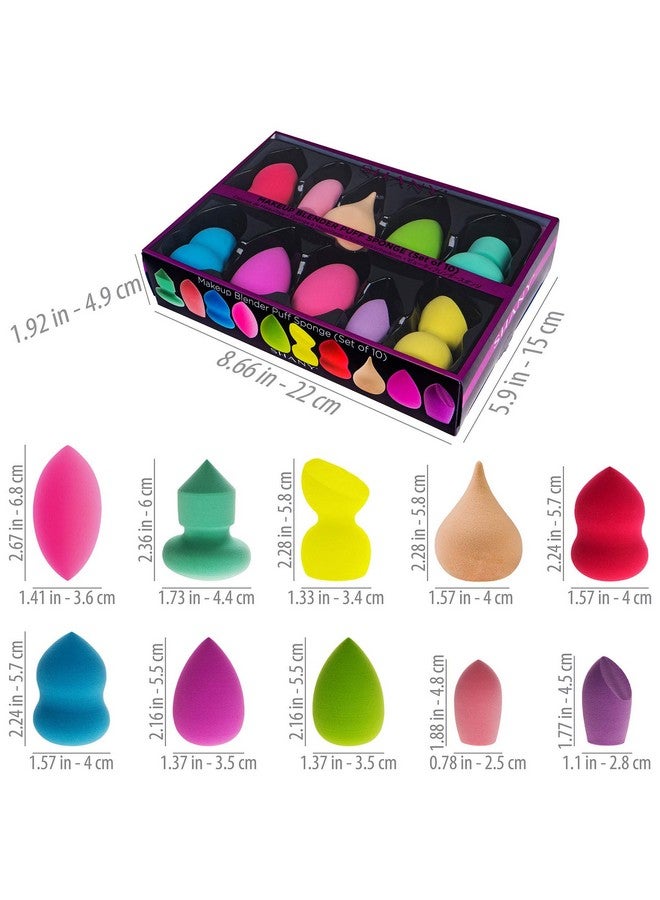 Blender Makeup Sponge Blending Puff Set For Liquid Cream And Powder Foundations And Concealers Latexfreehighdensity Vegan Multipurpose Multi Shapes Assorted Colors Gift Set 10 Pcs