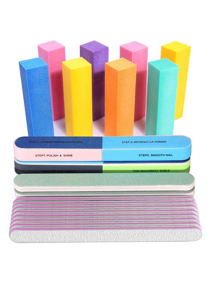 Nail File And Buffer Professional Manicure Tools Kit. 8Pcs Rectangular Nail Buffer Block 8Pcs Nail File 2Pcs 7 Way Nail File & 2Pcs Nail Polishing Buffer. Nail Care File Buffer Tool