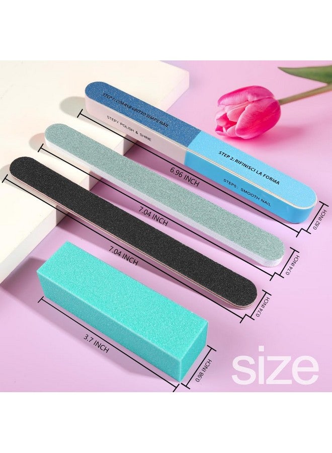 Nail Files And Buffers 20Pcs Professional Manicure Tools Kit. Rectangular Nail Buffer Block & 100/180 Grit Nail File 7 Way Nail File & Nail Polishing Buffer. Nail Care Tool