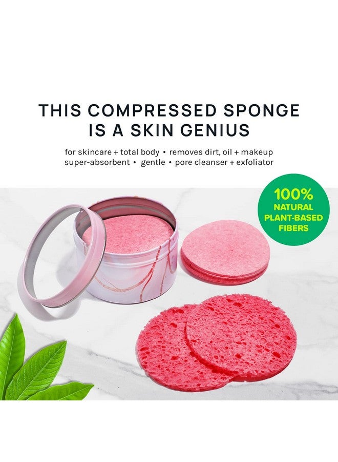 50Count Compressed Facial Sponges 100% Natural Cosmetic Spa Sponges For Facial Cleansing Exfoliating Mask Remove For Makeup Dead Skin And Dirt (50 Counts Pink)