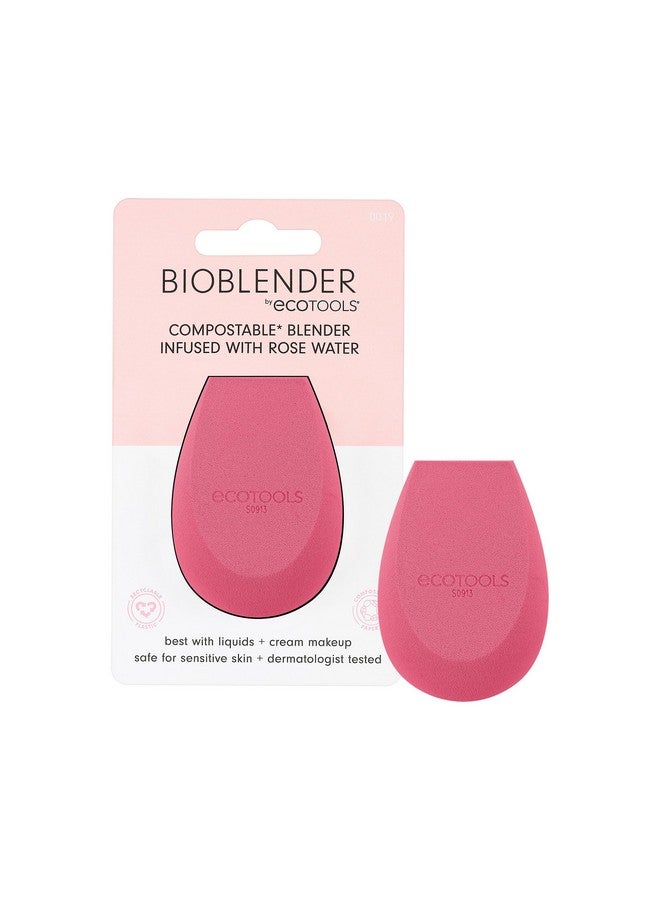 Rose Water Bioblender Compostable Makeup Blending Sponge For Liquid & Cream Foundation Base Coverage Antiinflammatory Ingredients Pink Cruelty Free & Vegan 1 Count