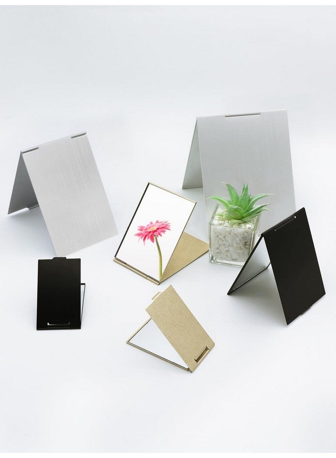 Portable Folding Mirror Ultraslim Durable Makeup Mirror Small Tabletop Mirror For Travel Aluminum Shell Mini Size 4.7