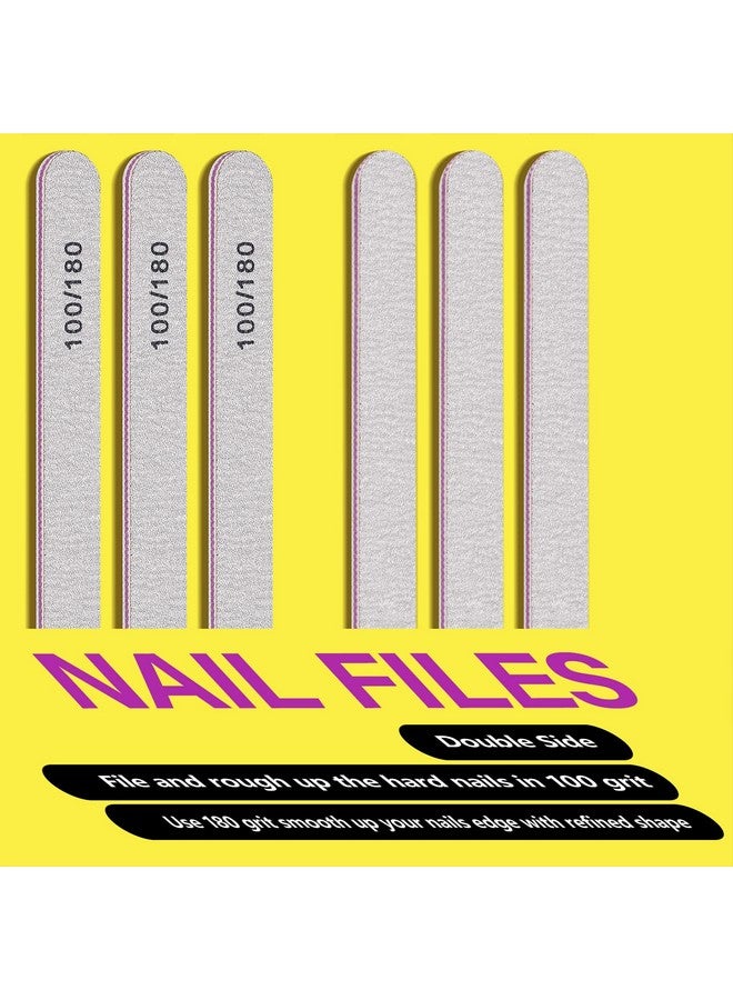 Nail Files And Buffers Set With 6Pcs Rectangular Nail Buffers And 6Pcs White 100/180 Grit Nail Files Professional Nail Care Tools Kit For Women And Girls