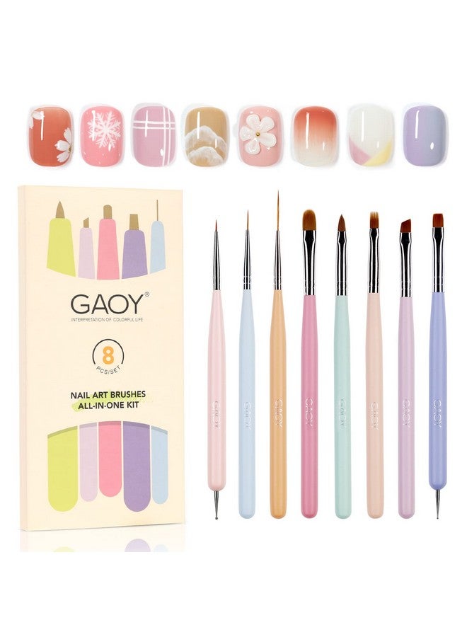 8 Pcs Nail Brushes For Nail Art Nail Design Tools For Nail Detail Painting French Liner And Dotting Pens For Nail Diy