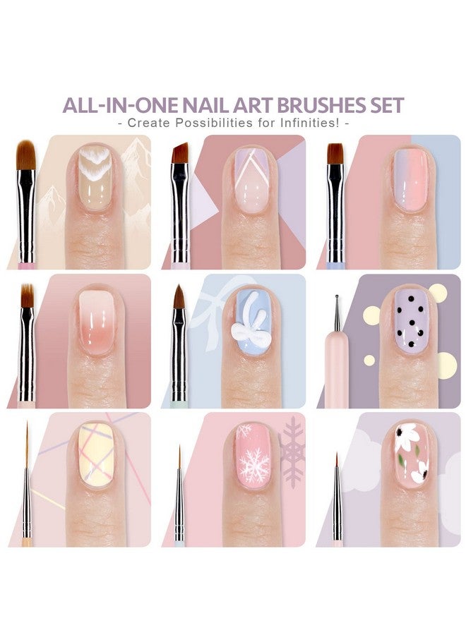 8 Pcs Nail Brushes For Nail Art Nail Design Tools For Nail Detail Painting French Liner And Dotting Pens For Nail Diy