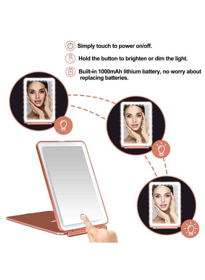 Led Makeup Mirror For Travel 32 Leds Lighted Vanity Mirrors With Dimmable Lightcompact Slim Rechargeable Lighted Mirror Folding Makeup Mirror For Beauty