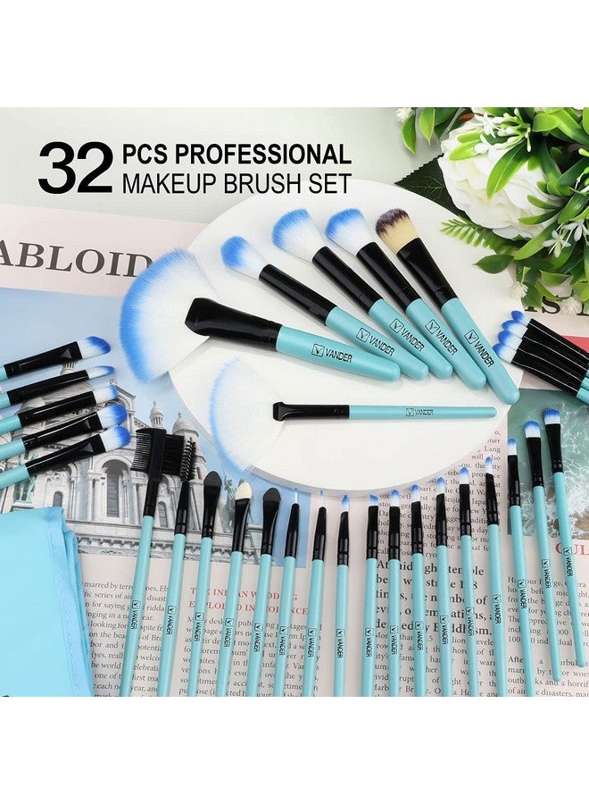 Make Up Brushes Vander Professional 32Pcs Makeup Brush Set Makeup Brushes Set Foundation Blending Cosmetic Brush Set Kitblue（Cosmetic Bag Not Included）