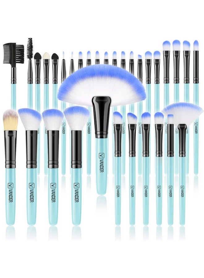 Make Up Brushes Vander Professional 32Pcs Makeup Brush Set Makeup Brushes Set Foundation Blending Cosmetic Brush Set Kitblue（Cosmetic Bag Not Included）