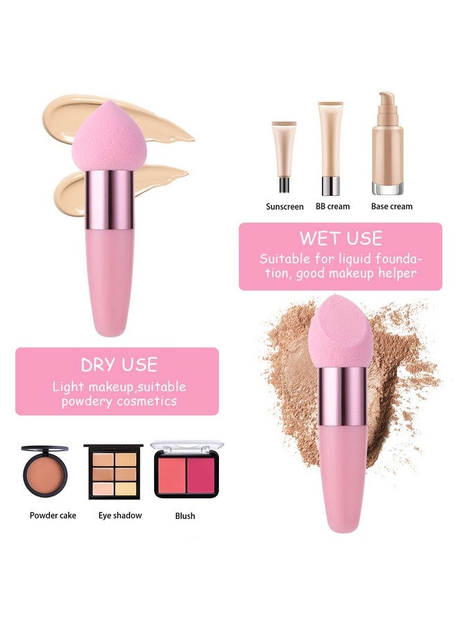 3 Pcs Makeup Sponges Foundation Beauty Blender Blending Wet And Dry Make Up Applicator Cosmetic Concealer Face Brush Egg Brushes Covers Eyes Sticks Powder Puff With Handle