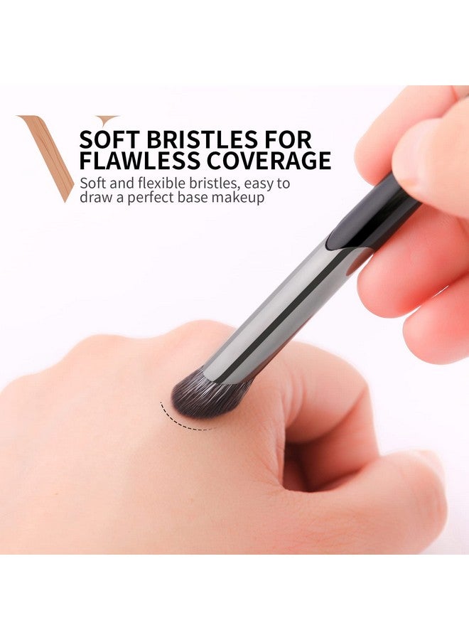 Concealer Brush Under Eyeducare Angled Small Nose Contour Brush Mini Concealer Makeup Brush Thin Foundation Brightening Slanted Brush For Dark Circles Puffiness Puffy Face Eyebrow Eyes (Black)