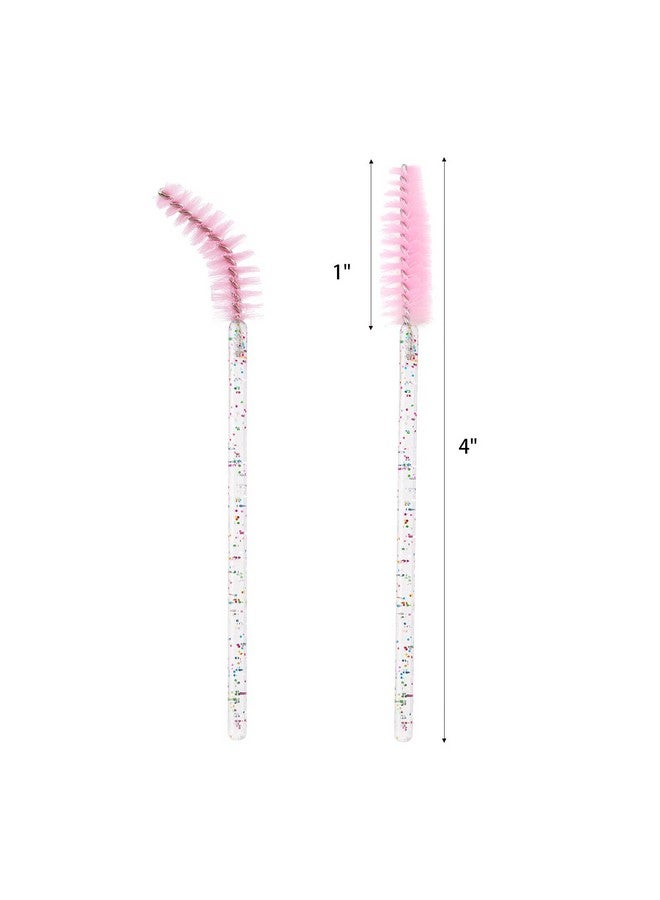 100 Pieces Crystal Eyelash Mascara Brushes Spoolie Brush Lash Wands Applicator Disposable Eyebrow Light Pink