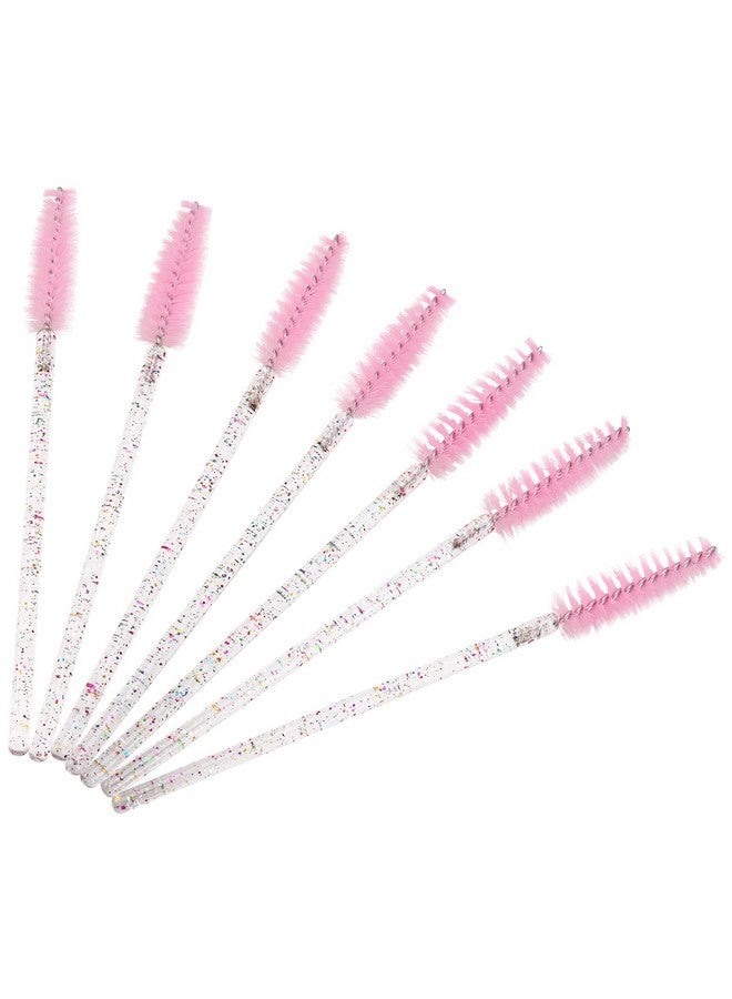 100 Pieces Crystal Eyelash Mascara Brushes Spoolie Brush Lash Wands Applicator Disposable Eyebrow Light Pink