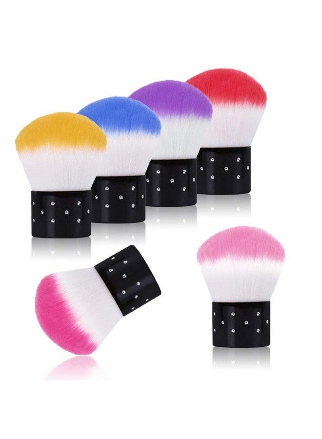 6Pcs Nail Art Dust Brush Remover Powder Cleaner Kabuki Brushes Makeup Powder Blush Brushes Nail Cleaning Brush Nail Art Tools For Cosmetic Makeup Or Nail Artcolorful