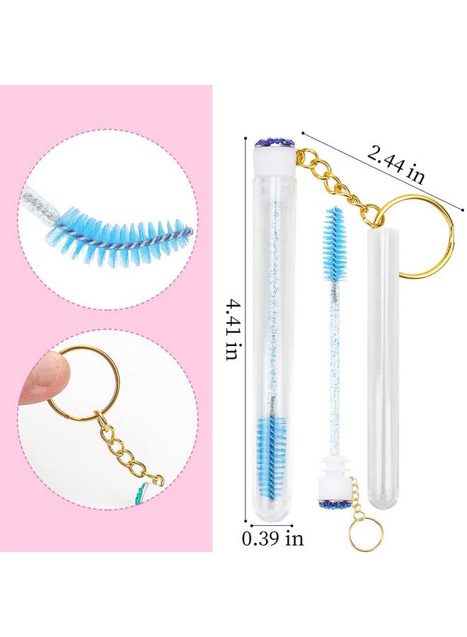 48 Pieces Disposable Mascara Wands Setinclude 24 Pcs Disposable Crystal Lash Spoolies Brush And 24 Pieces Reusable Diamond Keychain Empty Eyelash Brush Tubes For Women Girls Makeup Brush Kit