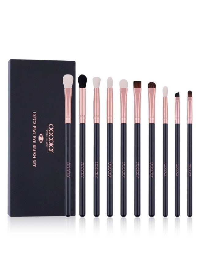 Eyeshadow Brushes Professional Eye Makeup Brushes Set Eyeshadow Eyeliner Concealer Eyebrow Blending Brushes Eye Make Up Brush Kit With Gift Box (10 Pcsblack With Rose Goldwooden Handles)