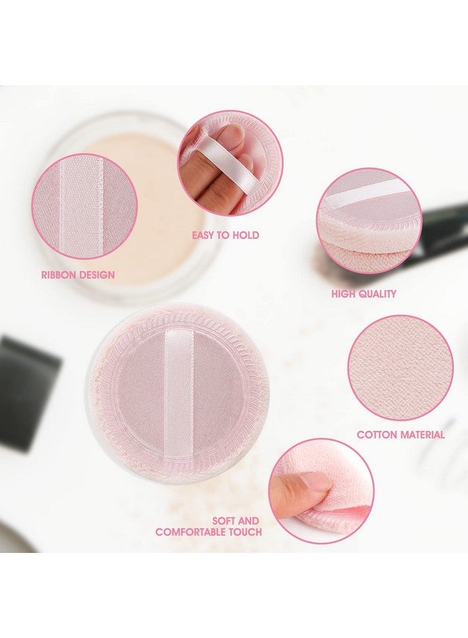 12 Pcs Loose Powder Puff Pink Cotton Pads Face Body Makeup Velour With Ribbon Applicators Setting Round Make Up Eyeshadow Concealer Cosmetics Sponge