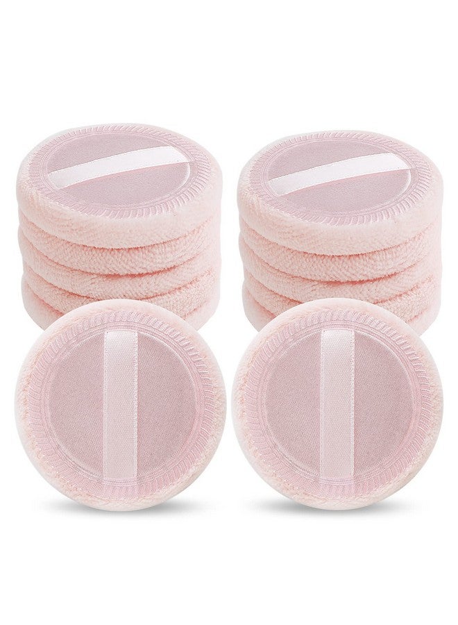 12 Pcs Loose Powder Puff Pink Cotton Pads Face Body Makeup Velour With Ribbon Applicators Setting Round Make Up Eyeshadow Concealer Cosmetics Sponge